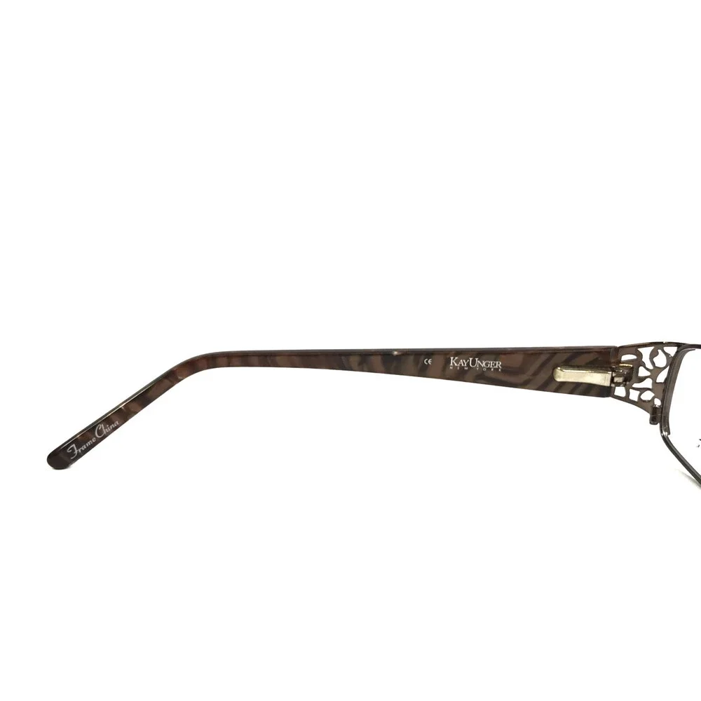 Kay Unger Eyeglasses Frames K141 BRN Brown Rectangle Marble Wire Rim 51-18-135